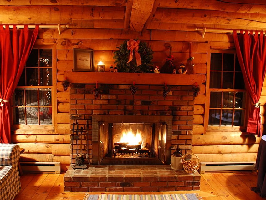 Holiday Log Cabin Fireplace, Cozy Fire HD wallpaper | Pxfuel
