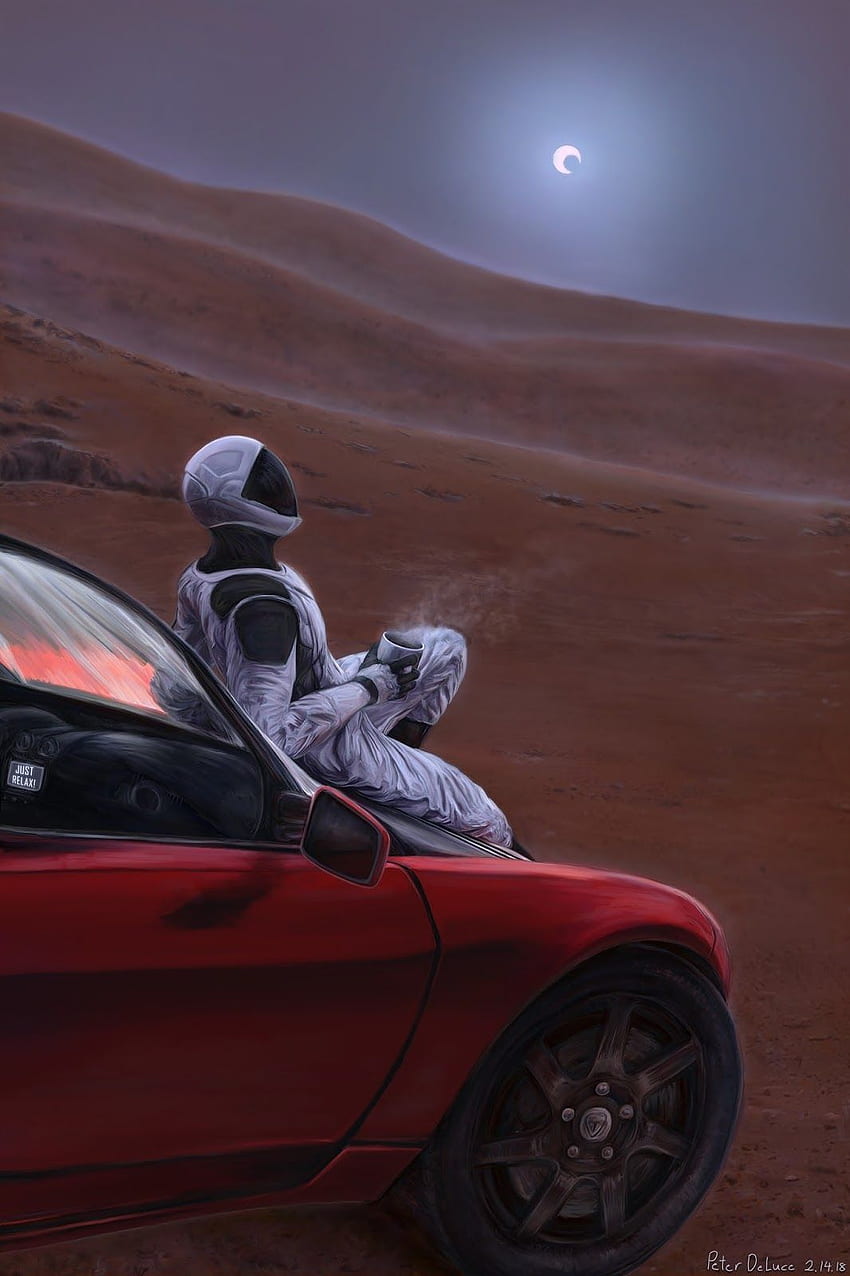 Starman on Mars by Peter DeLuce. Elon musk, Red planet, Tesla HD phone wallpaper