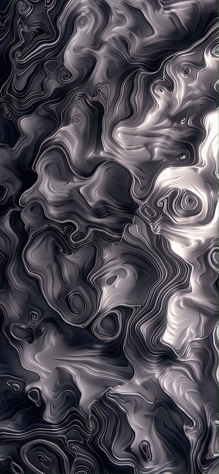 Hintergrunddesigns. Abstrakte Kunst, schwarzer Hintergrund, Q, flüssige Kunst in Schwarz und Weiß HD-Handy-Hintergrundbild
