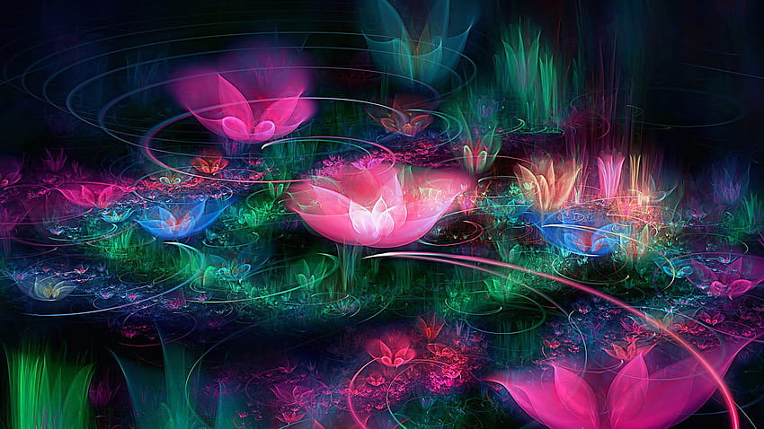 Flower: Glowing Flowers Colored Colorful Peaceful Tranquility Pink, Pink Zen HD wallpaper