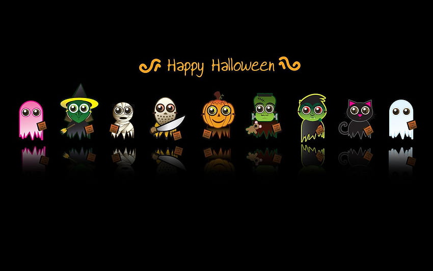 Dibujos animados de Feliz Halloween: ancha fondo de pantalla