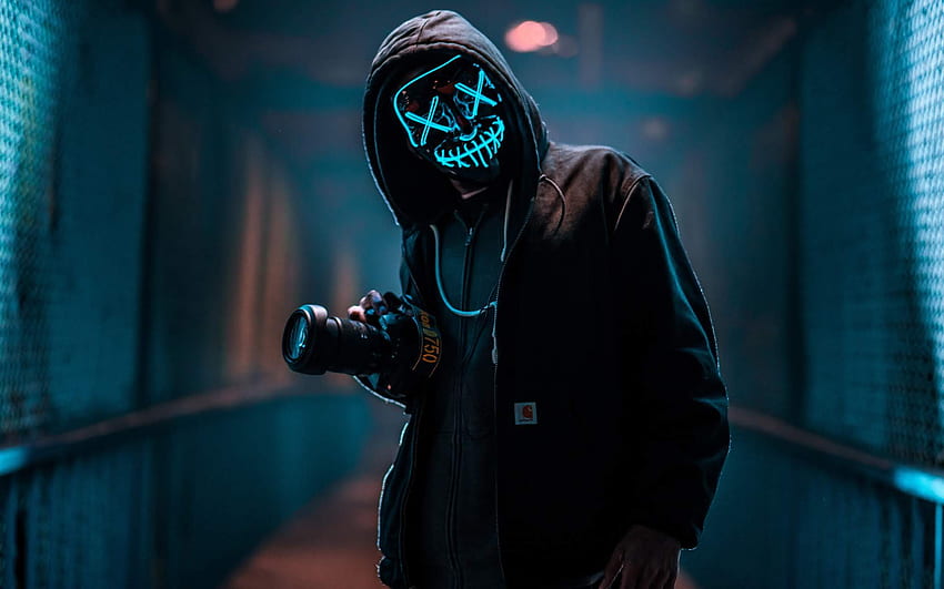 Mask Man Neon, Neon-Gasmaske HD-Hintergrundbild