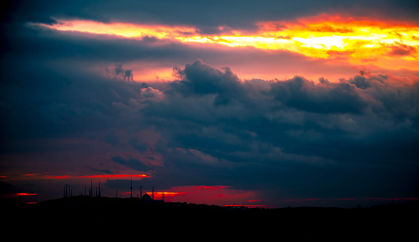 Nature, Sunset, Sky, Clouds, Minarets HD wallpaper
