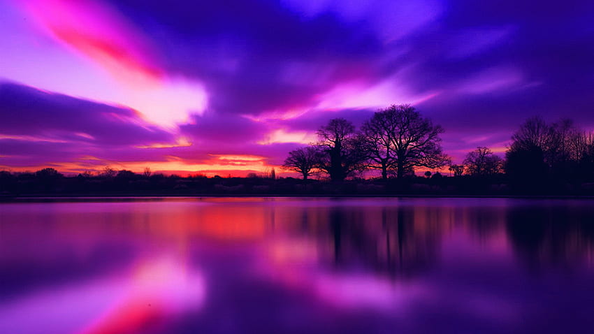 Night Lake Blue Sunset Nature Soft Purple , Purple Nature HD wallpaper
