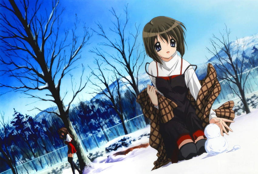 Shiori and Kaori, shiori, kanon, kaori, snow HD wallpaper
