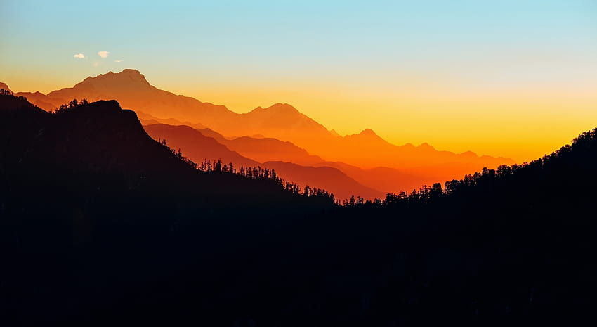 Himalaya, montagne, Nepal, silhouette Sfondo HD