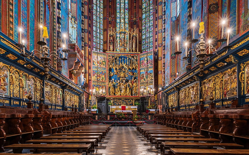 Basilique de Cracovie, Pologne, Cracovie, basilique, Pologne, église, intérieur Fond d'écran HD