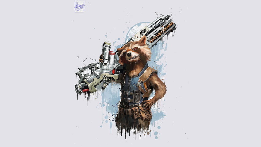 Rocket Raccoon, Avengers: infinity war, mínimo, arte, 2018 fondo de pantalla