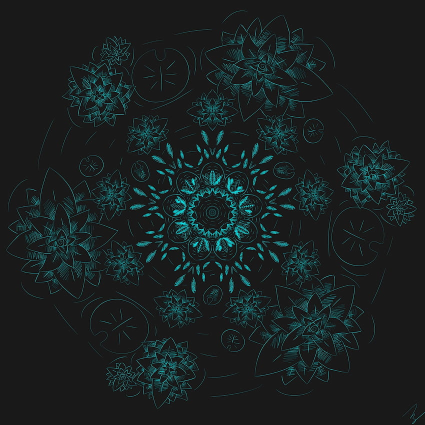 Padrão fractal verde, floral, abstração Papel de parede de celular HD
