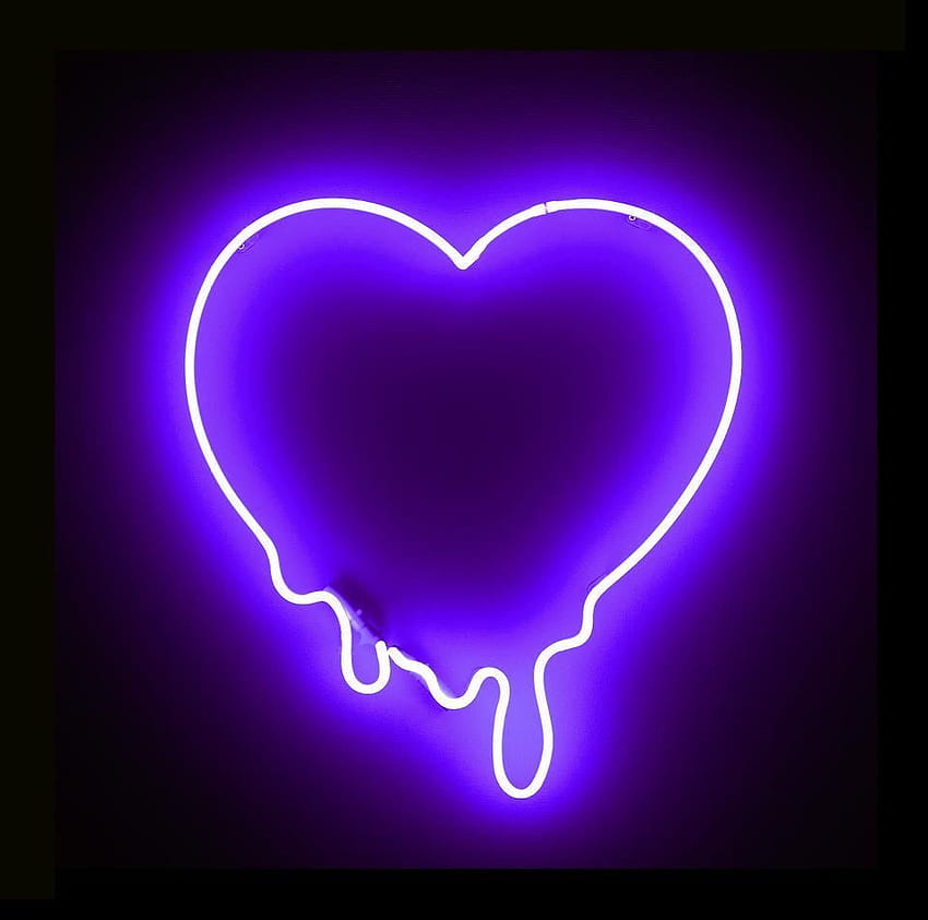 neon heart. Neon , iphone neon, Purple HD wallpaper