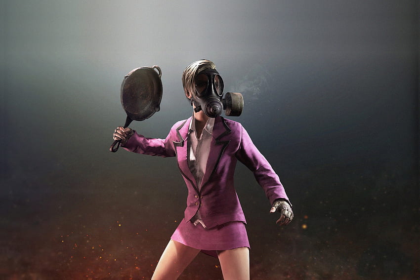 PUBG Battle Royale, mujer con máscara de gas, juego móvil fondo de pantalla