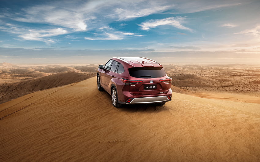 Toyota Highlander Hybrid, desert, sand, car HD wallpaper
