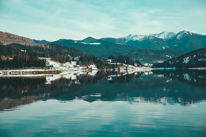 Natureza, Montanhas, Lago, Coberto De Neve, Snowbound, Romênia papel de parede HD