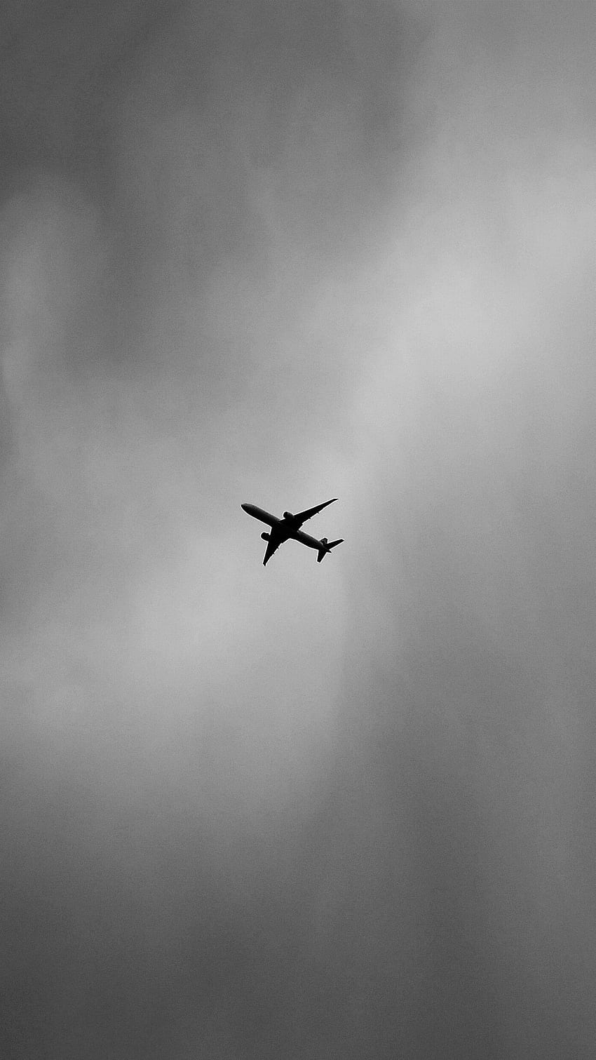 airplane, bw, minimalism, flight, sky iphone 8+/7+/6s+/for parallax background, Black and White Airplane HD phone wallpaper