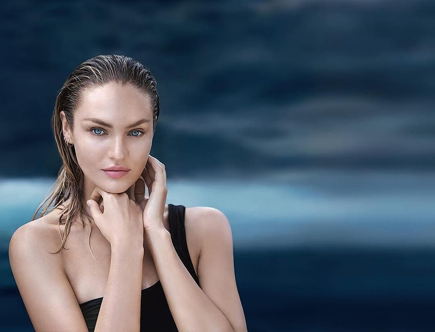 Candice Swanepoel, blue, summer, model, girl, woman HD wallpaper
