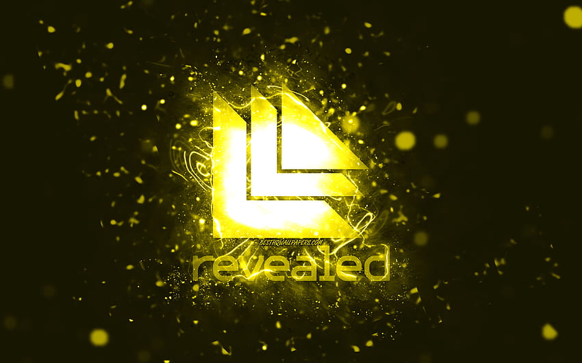 Revealed Recordings yellow logo, , yellow neon lights, creative, yellow abstract background, Revealed Recordings logo, music labels, Revealed Recordings HD wallpaper