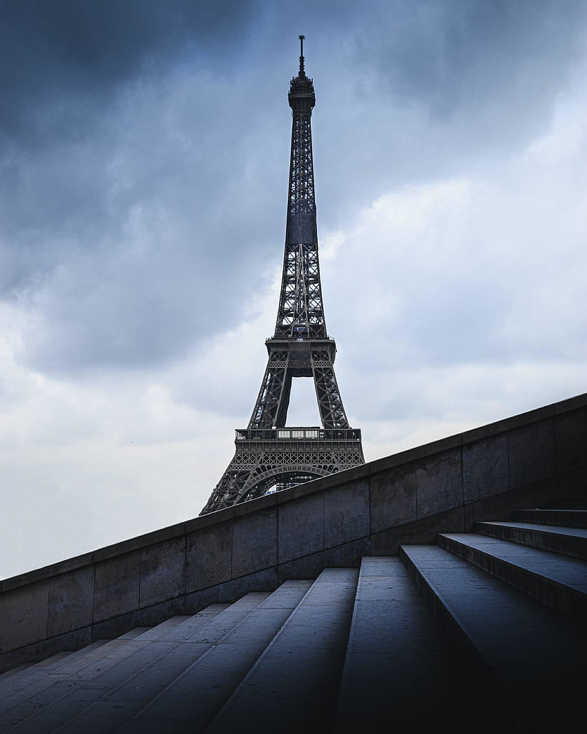 에펠 탑, 파리의 건축, 계단 HD 전화 배경 화면