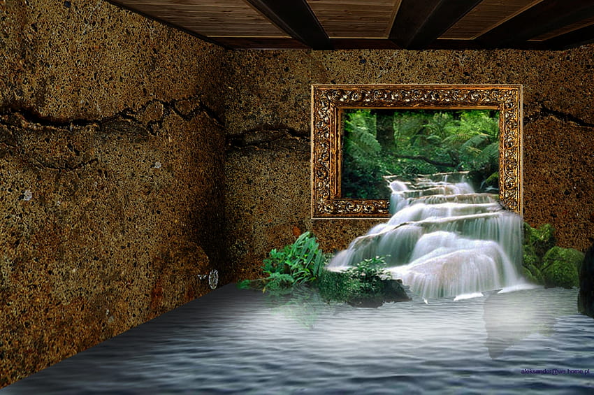 Aquaroom, room, fantastic, , aqua, cascade HD wallpaper
