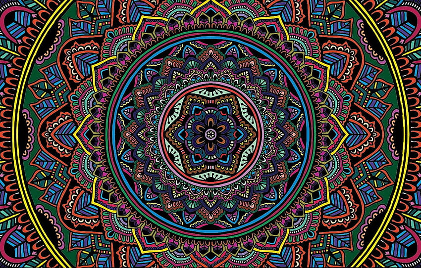 colorido, textura, cor, coloração seletiva, Colorful Mandala Pattern papel de parede HD