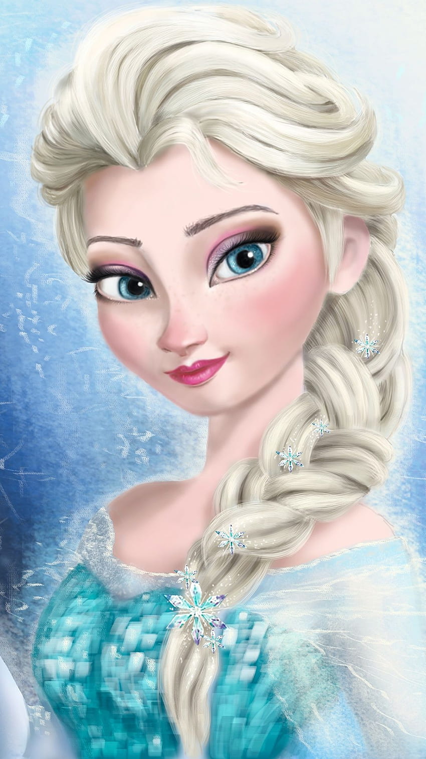 Disney Frozen 2013 película Cabello trenzado, Reina de dibujos animados fondo de pantalla del teléfono