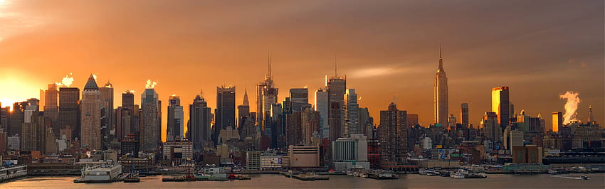 Podwójny monitor City Pixel Art, podwójny ekran Nowego Jorku Tapeta HD
