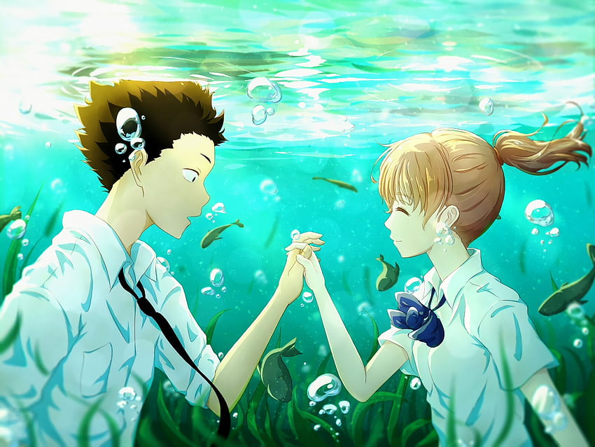 Koe No Katachi, Shouya X Shouko, Underwater, Couple, Smiling, Romance. Anime films, Anime, Anime love, A Silent Voice HD wallpaper