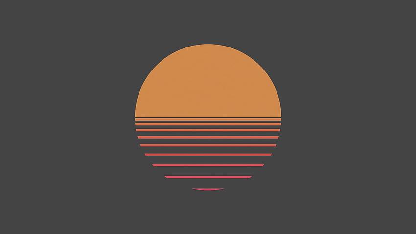 дигитално изкуство минимализъм прост фон слънце кръг линии оранжево JPG 124 kB HD тапет