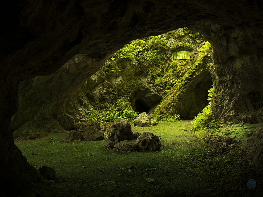 Mossy Rock Caves, Rocks, Caves, Nature, Moss, Caverns HD wallpaper