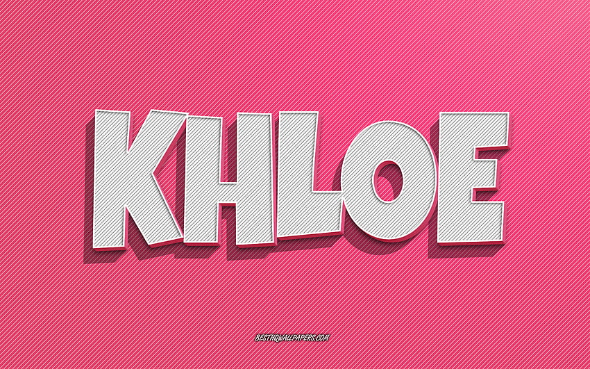 Khloe, rosa Linien Hintergrund, mit Namen, Khloe-Name, weibliche Namen, Khloe-Grußkarte, Strichzeichnungen, mit Khloe-Namen HD-Hintergrundbild