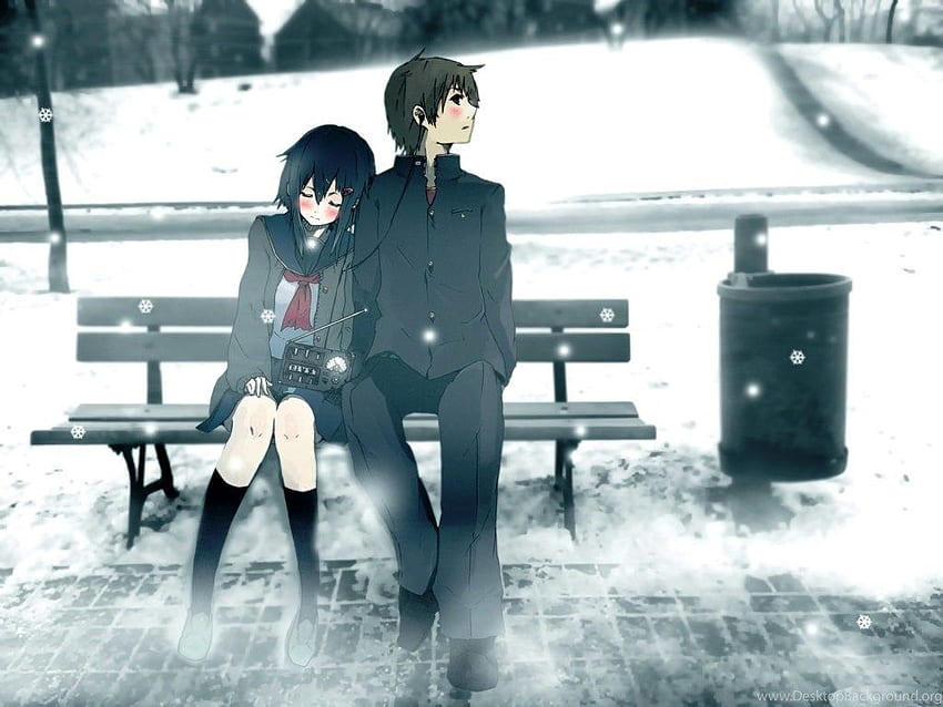 Animated Winter Love Couple Beautiful Romantic - Anime HD wallpaper ...