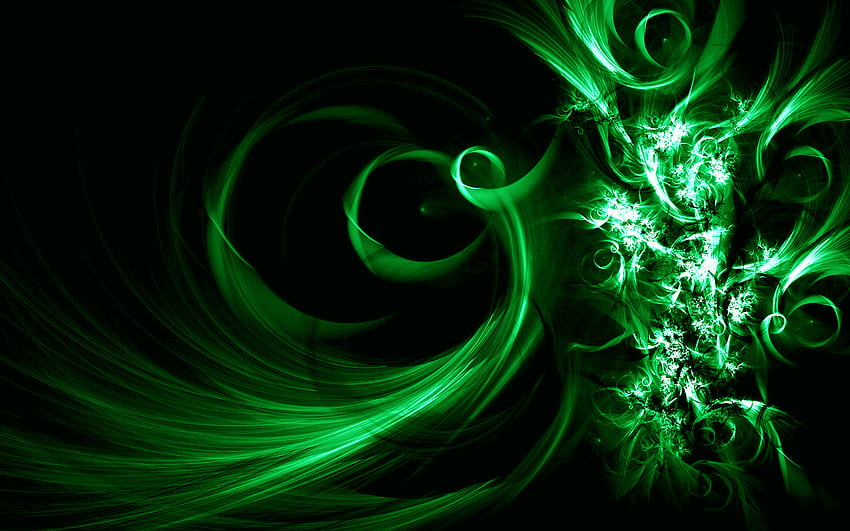 green, abstract, black, digital art HD wallpaper