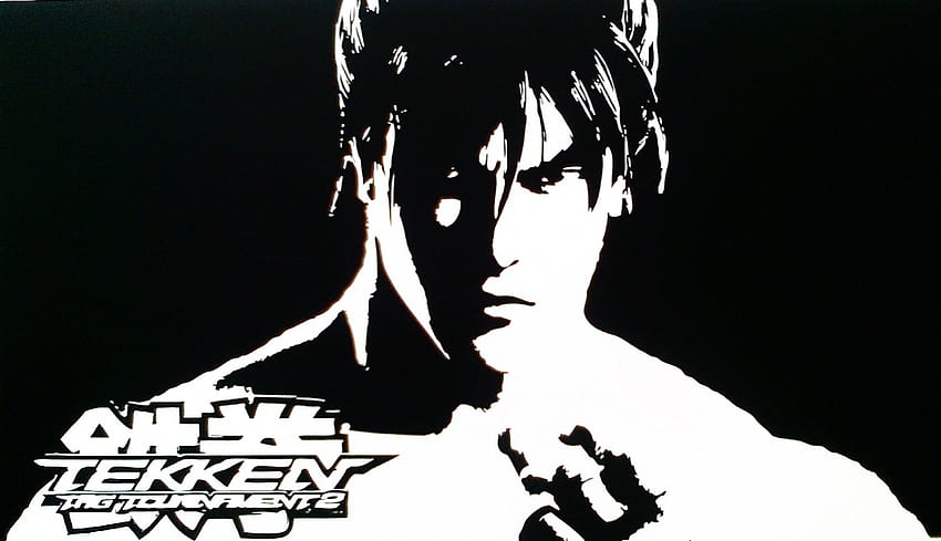 Jin Kazama, schizzo, jin, bianco e nero, gioco, torneo di tag tekken 2 Sfondo HD