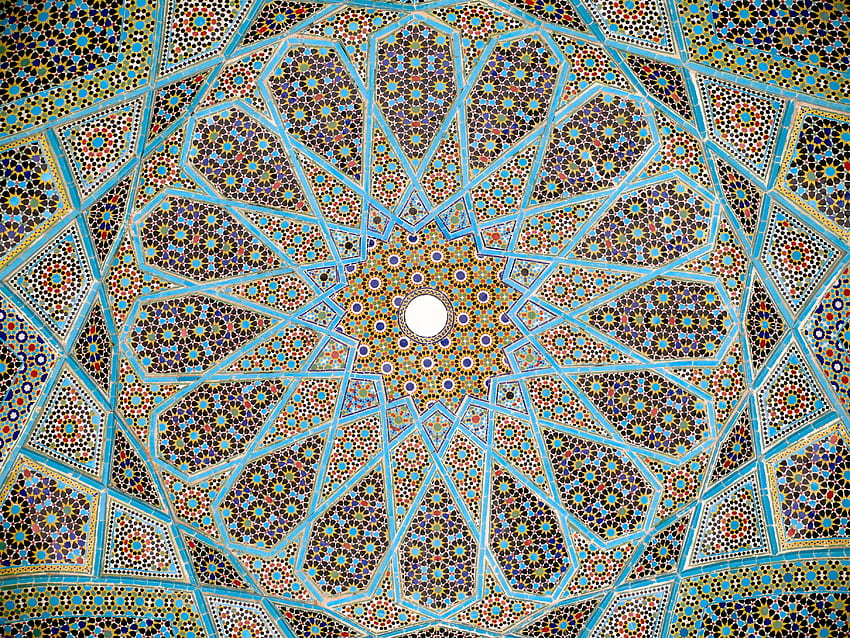 쉬라즈에 있는 페르시아 시인 하페즈의 무덤 지붕, 페르시아 미술 HD 월페이퍼