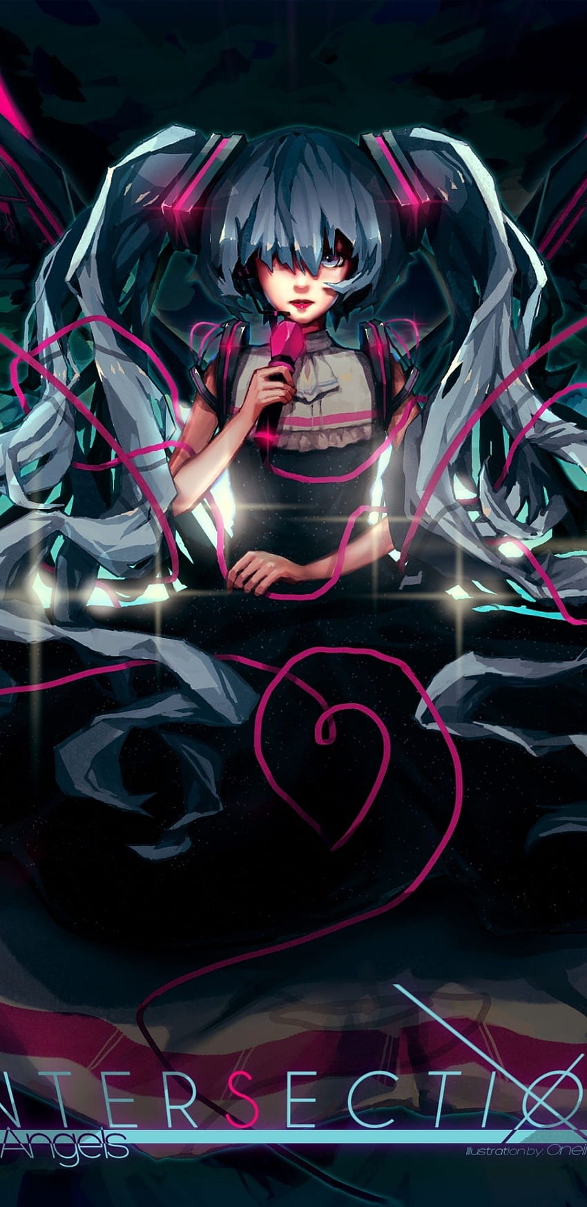 Hatsune Miku, Dark Theme, Twintails, Vocaloid for Samsung Galaxy S9, Note 9, S8, S8+, Google Pixel 3 XL HD phone wallpaper