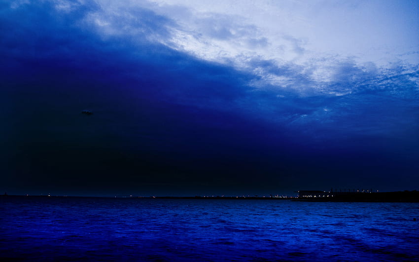 син океан, синьо, облаци, небе, океан HD тапет