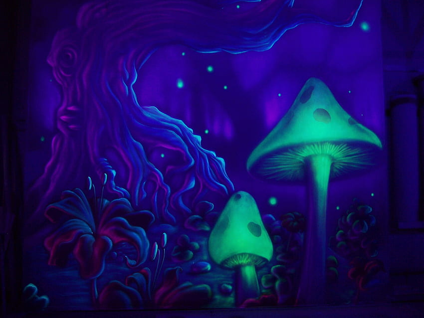 Trippy Mushroom . charcoal and pastel sketches, color HD wallpaper