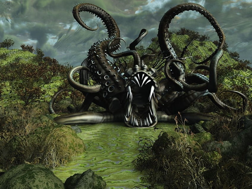 Scary Monster Evil Beast Creature Dark Fangs Fantasy Octopus (1024×768). Beast Creature, Fantasy Monster, Fantasy Creatures HD wallpaper
