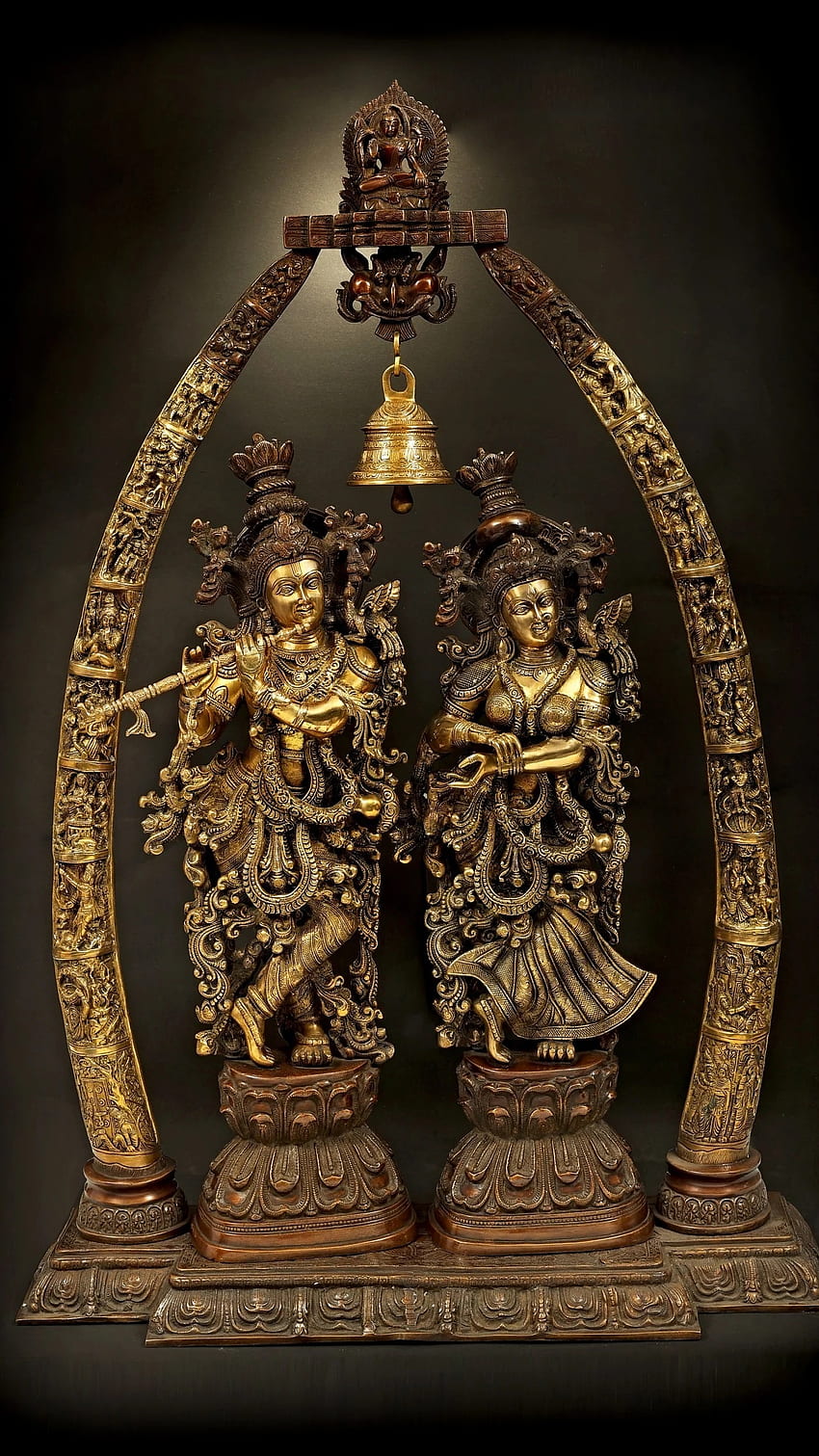 Radha Krishna , Bronzo, Statua, Lord Krishna Sfondo del telefono HD