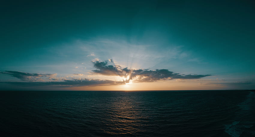 Natura, morze, chmury, horyzont, wschód słońca, wzrost Tapeta HD