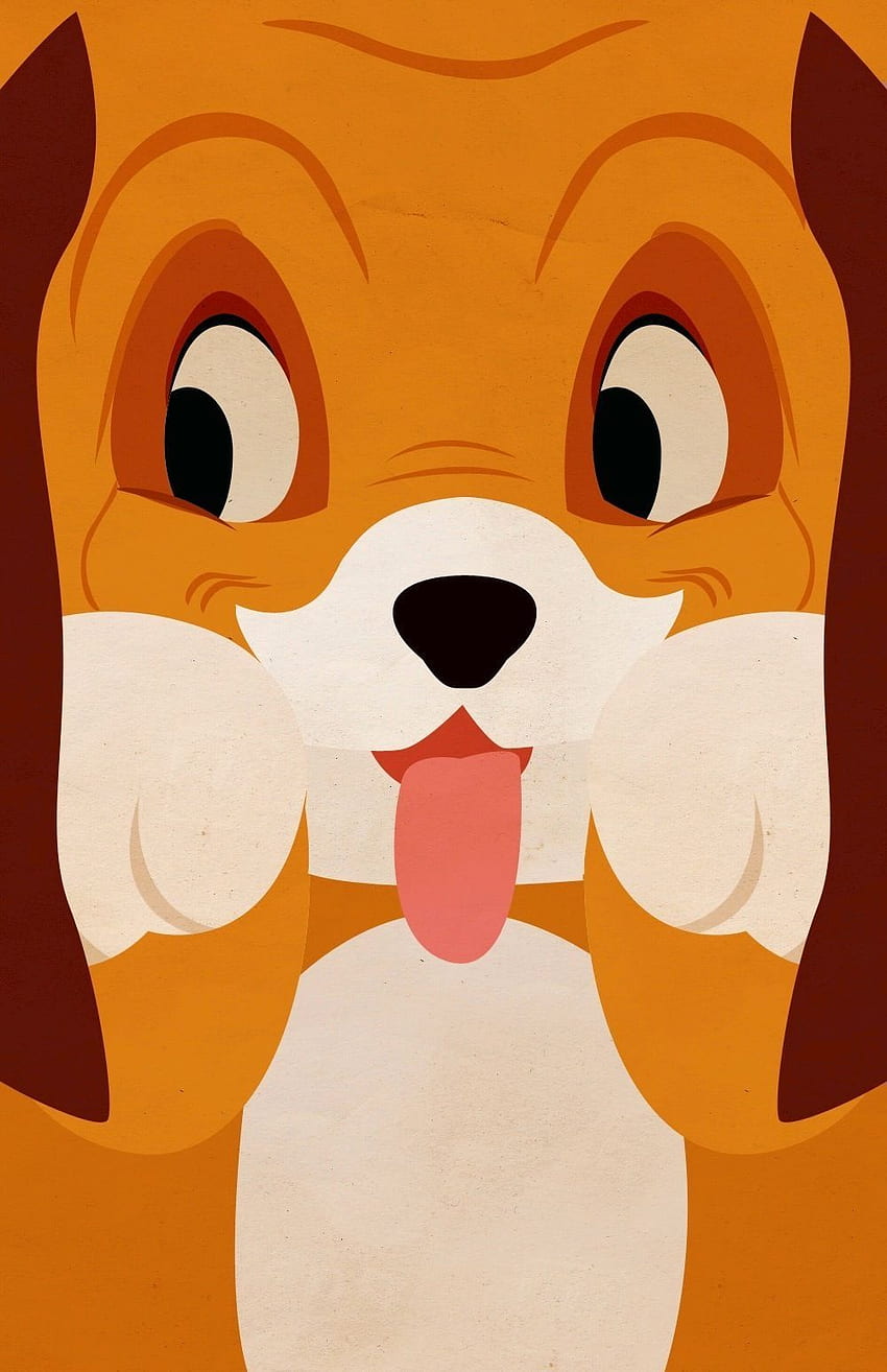 iPhone Fox & Hound. Minimalistyczny Disney, Lis i pies Tapeta na telefon HD