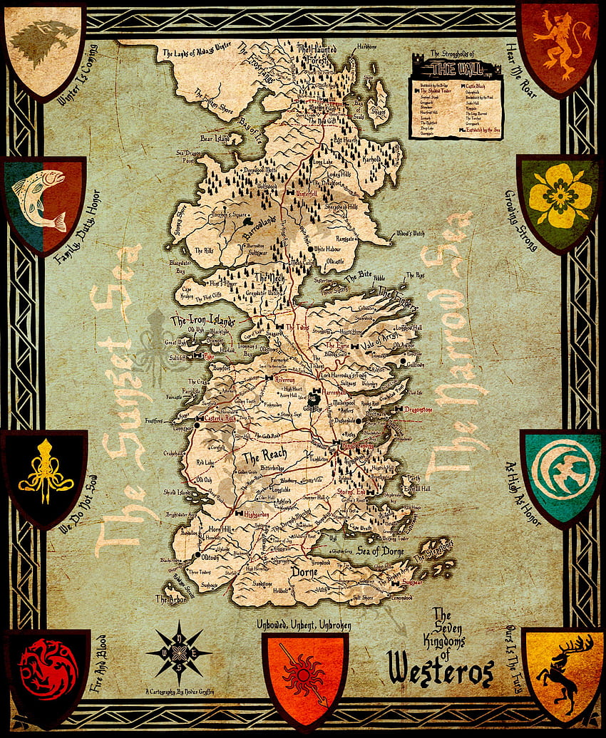 Mapa Westeros, Mapa Game of Thrones Tapeta na telefon HD