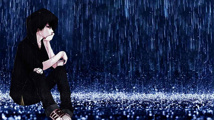 Anime Girl Rain - Sad Alone Cartoon Boy - - teahub.io HD wallpaper