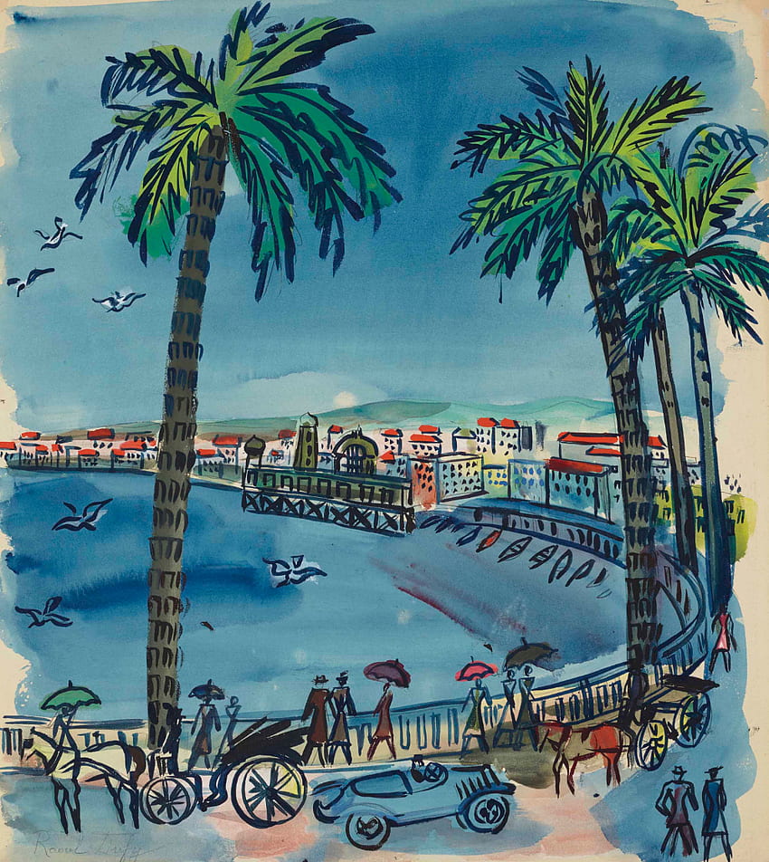 Raoul Dufy (1877 1953) Nice, Le Tournant De La Promenade Des Anglais Aux Mouettessigné 'Raoul Dufy' (en Bas à Gauche). Raoul Dufy, maîtres d'art, peintures de paysage Fond d'écran de téléphone HD