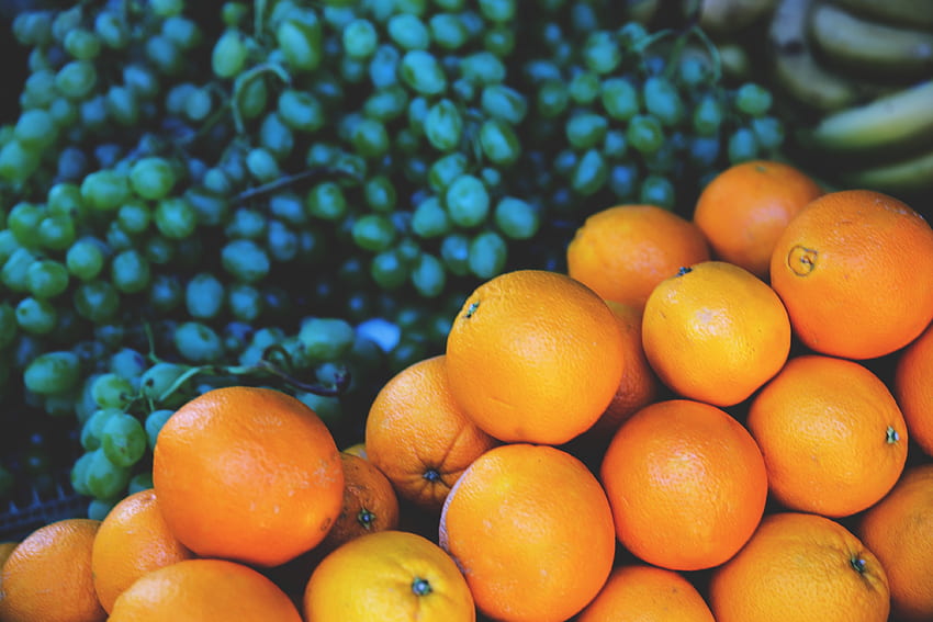Fruits, Food, Oranges, Grapes HD wallpaper