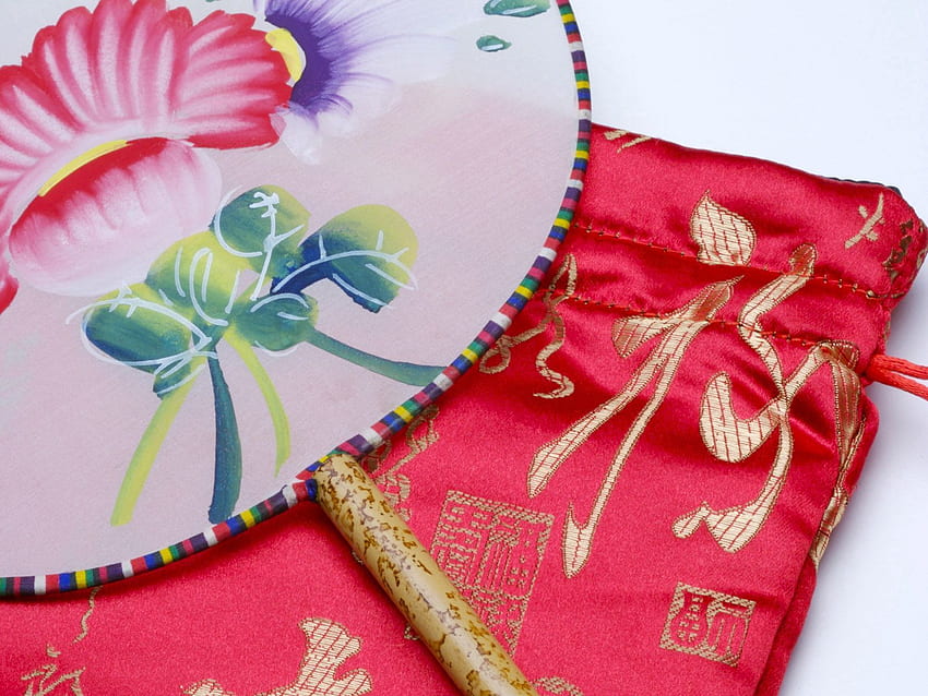 Cloth, China, Fan, Embroidery HD wallpaper