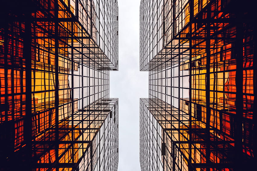 Glass building, sky, modern architecture HD wallpaper