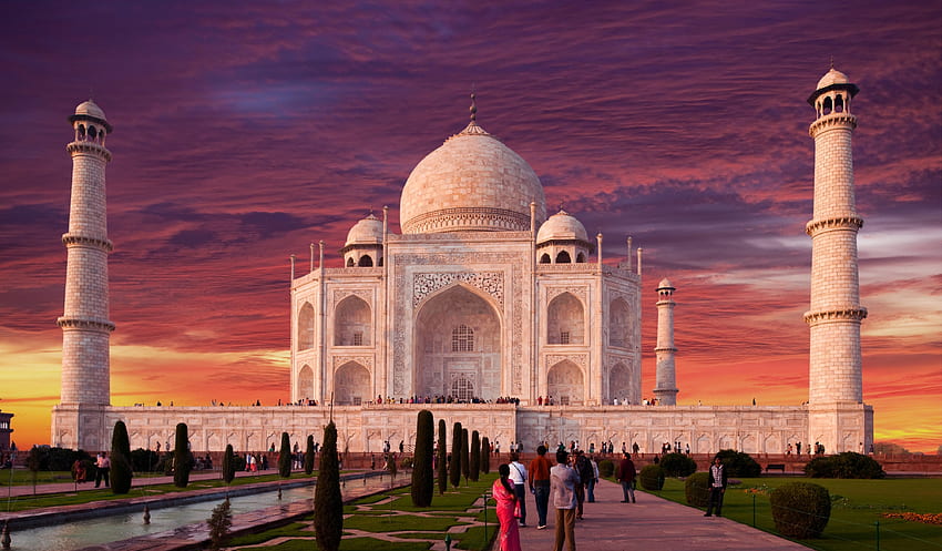 Agra India Sky Sunset Taj Mahal Uttar Pradesh - Resolução: papel de parede HD