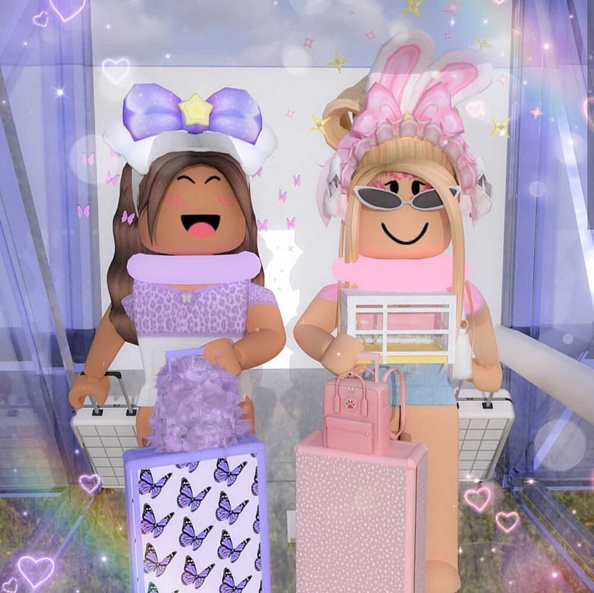 Purple & pink preppy pfp in 2022, Roblox pictures, Bff pictures, Cute art