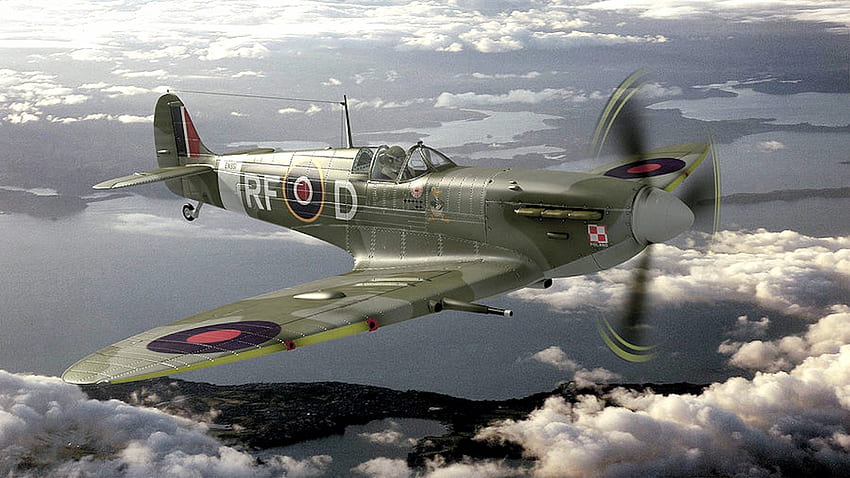 Spitfire MkV do Esquadrão 303, militar, batalha da grã-bretanha, spitfire, raf, lutador, ww2, guerra papel de parede HD