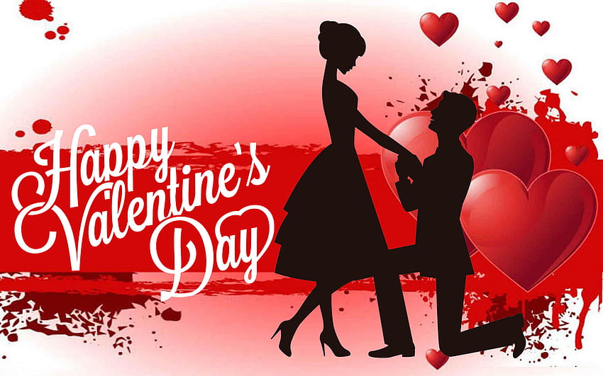 Felice giorno di San Valentino Red Heart Love Couple per Facebook Whatsapp per cellulare Sfondo HD